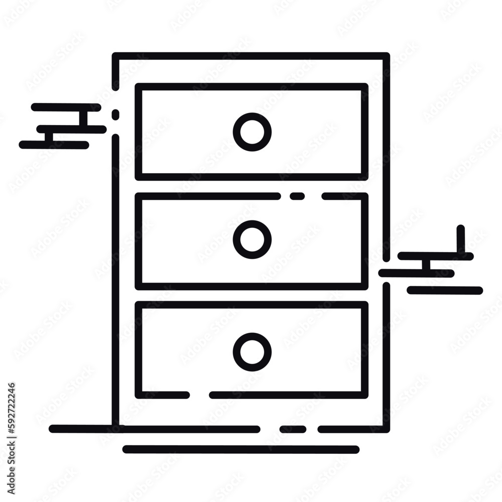 Isolated outline of file cabinet Office supply icon Vector Isolated outline of file cabinet Office supply icon Vector