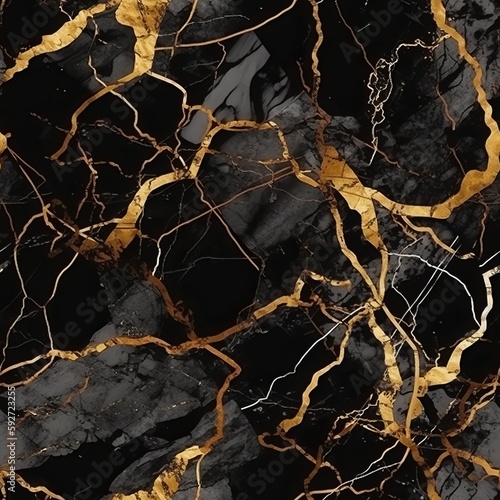 Seamless Black and Gold Marble Texture
