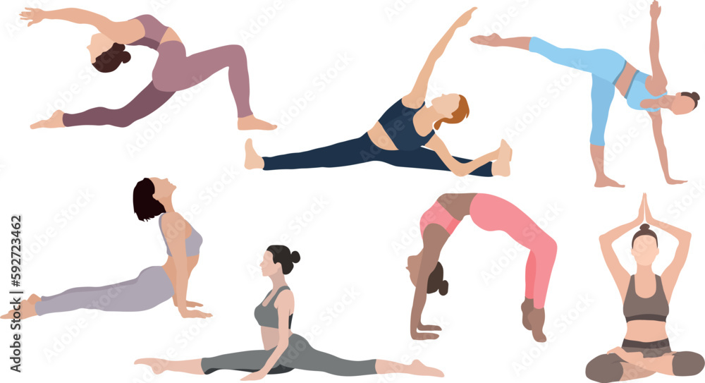 woman, girl doing yoga exercise, group of people doing sport