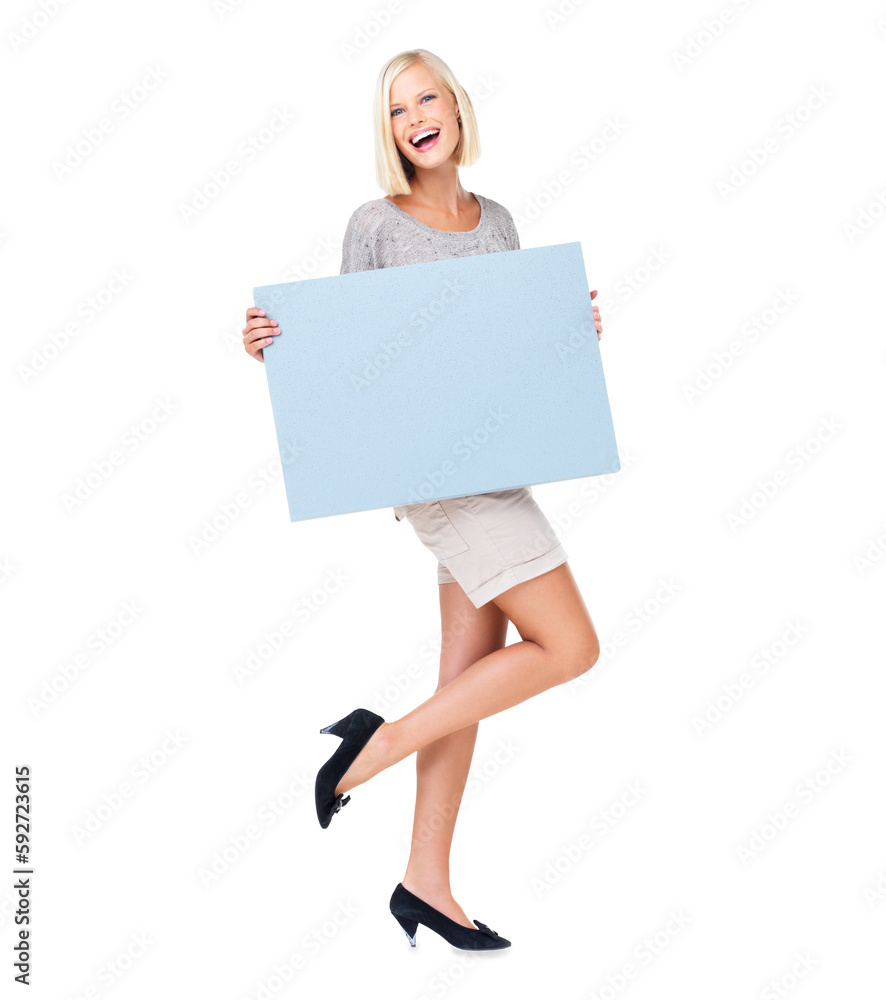 Smile, mockup and portrait of woman with poster isolated on a transparent png background. Copy space, banner and happy person with product placement, advertising or marketing, branding or promotion. Smile, mockup and portrait of woman with poster isolated on a transparent png background. Copy space, banner and happy person with product placement, advertising or marketing, branding or promotion.