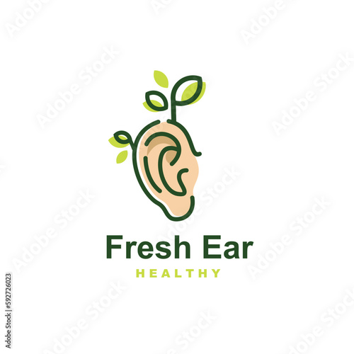 growing ear and plant logo vector icon illustration