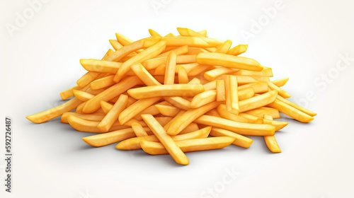French fries potato illustration. Bunch of fast food. Delicious crispy potatoes. Generative AI