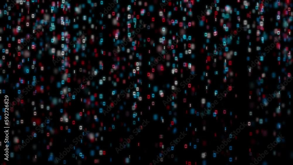 Binary Code Particles Rain - High-Tech Background - featuring a seamless animation of binary numbers flowing across the screen. Perfect for projects related to technology Binary Code Particles Rain - High-Tech Background - featuring a seamless animation of binary numbers flowing across the screen. Perfect for projects related to technology