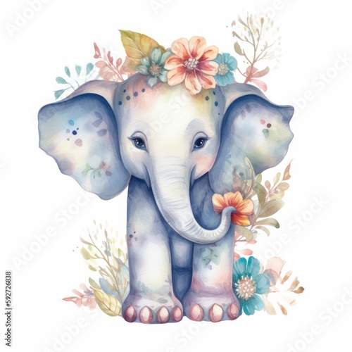 an elephant with a decorative floral headpiece © Virginie Verglas