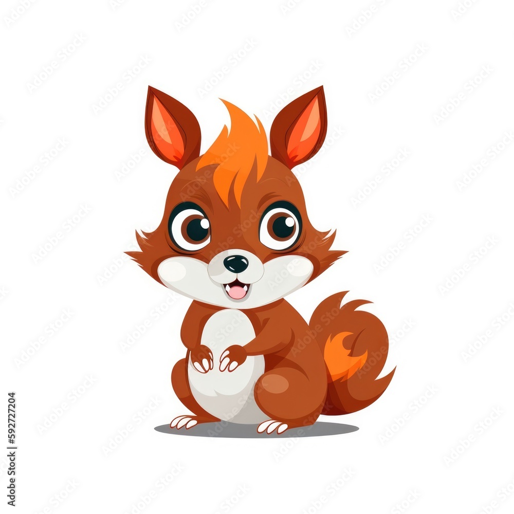 Illustration of a charming fox sitting on the grassy ground, Generative AI Illustration of a charming fox sitting on the grassy ground, Generative AI
