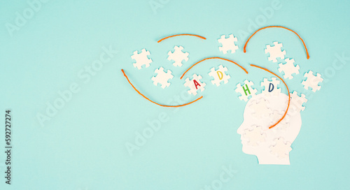 ADHD, attention deficit hyperactivity disorder, mental health, mind with puzzle pieces
