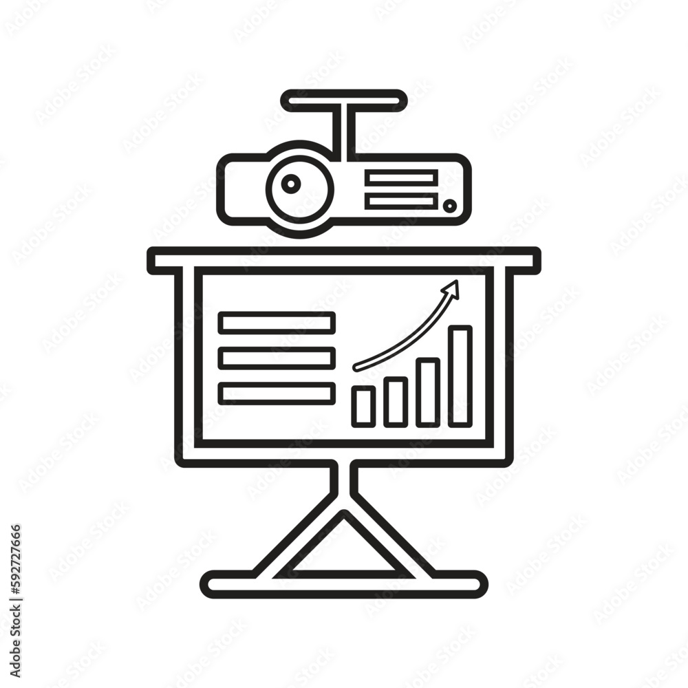 Conference, display, projector outline icon. Line art vector. Conference, display, projector outline icon. Line art vector.