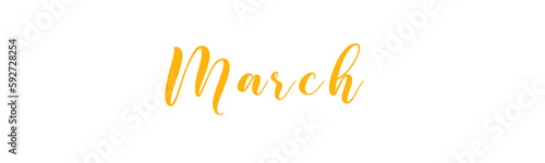 March letter calligraphy banner with gold color