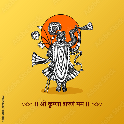 Vector Shrinathji illustration. Editable vector background.