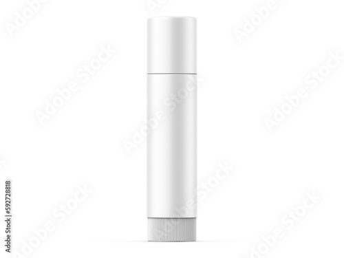 Multifunctional empty lip balm container tubes with twist bottom and top cap mockup, 3d render illustration.