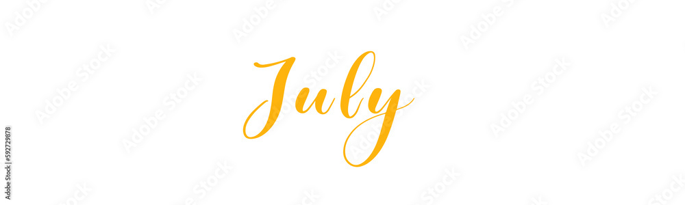 July letter calligraphy banner with gold color July letter calligraphy banner with gold color