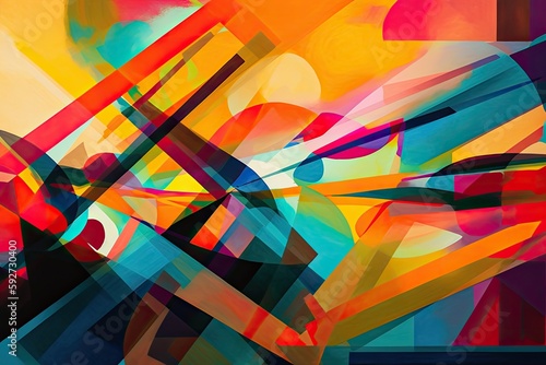 Vibrant colors, Geometric shapes, Abstract patterns, Movement and flow, Texture and layers as wallpaper - Generative AI