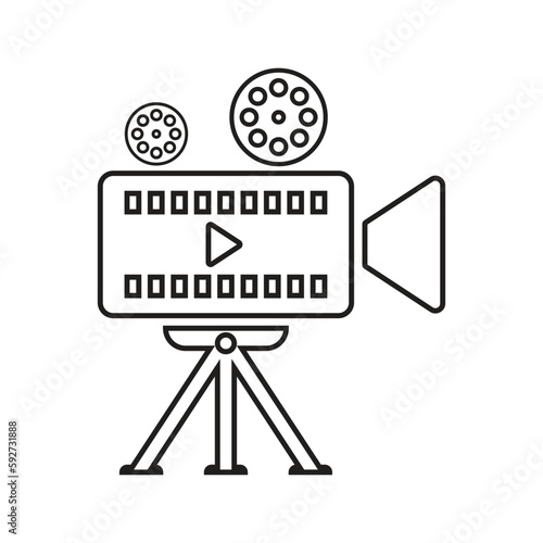 Film, video, videography outline icon. Line art vector.