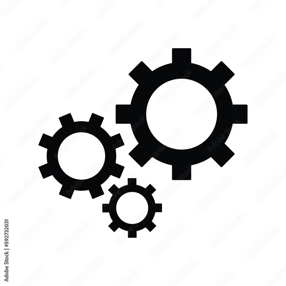 Gear, options, preferences icon. Black vector graphics. Gear, options, preferences icon. Black vector graphics.