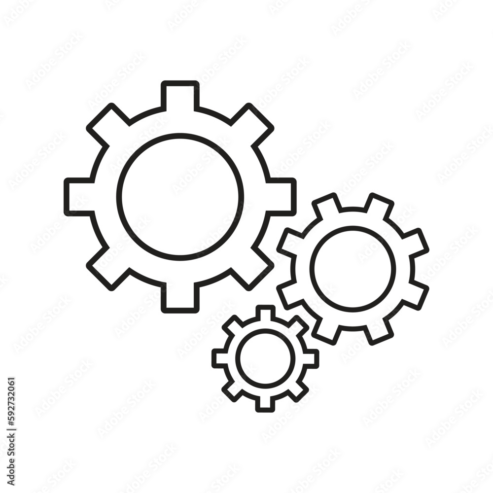 Gear, options, preferences outline icon. Line art vector.
