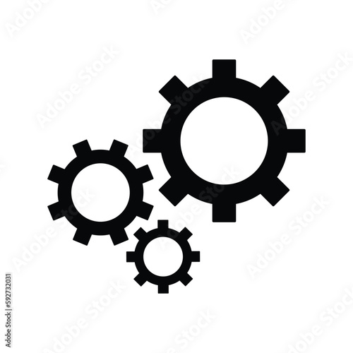 Gear, options, preferences icon. Black vector graphics.