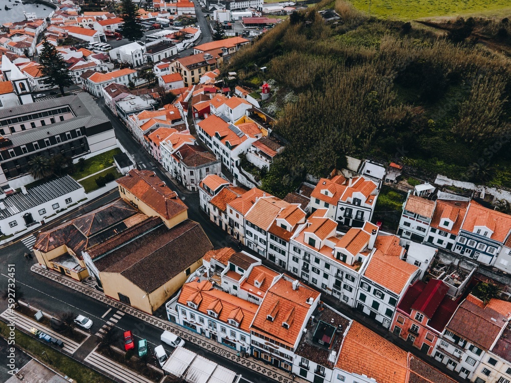 View of Horta by Drone in Faial, the Azores