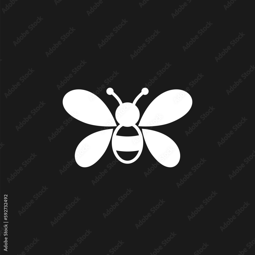 Bee silhouette on black background