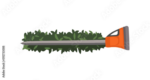 Green grass with gardening equipment icon