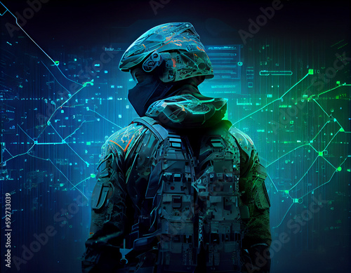 Cyberattack Soldier AI generated