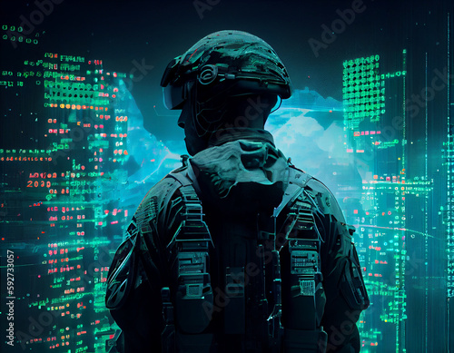 Cyberattack Soldier AI generated