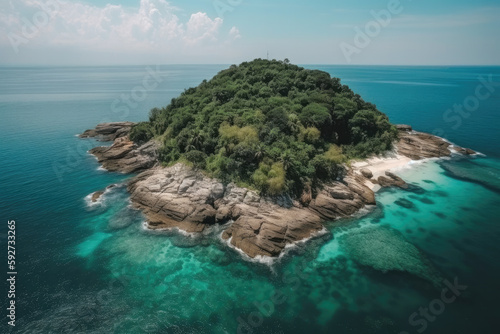 island in the sea created with Generative AI technology