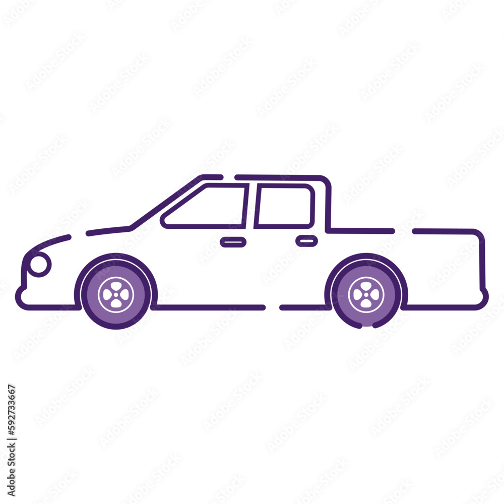 Isolated pick up truck icon Colored outline Vector