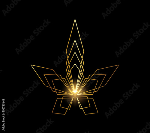 Golden Cannabis Leaf Logo Icon