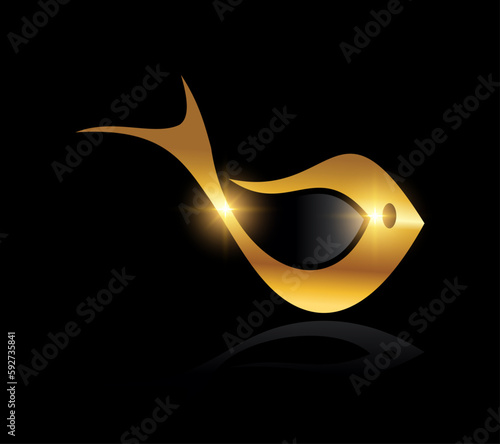 Golden Fish Logo Vector Icon