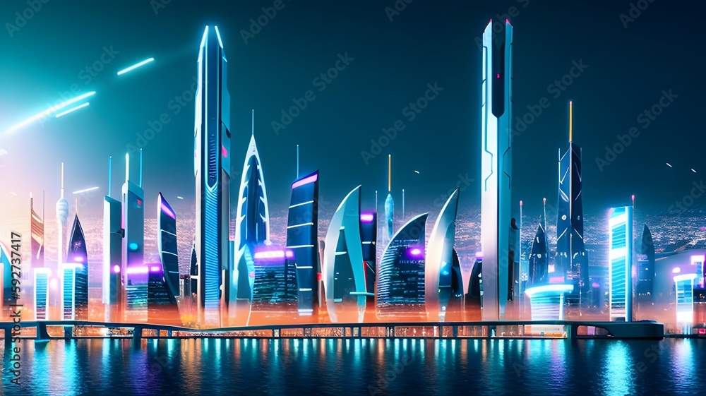 futuristic cityscape architecture skyscrapers