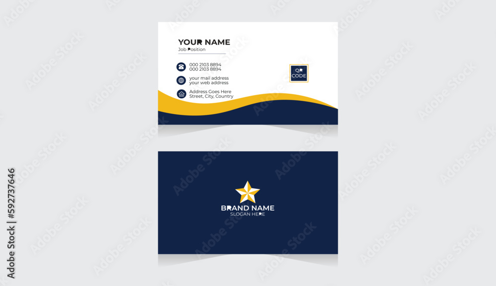 Corporate business card vector template in Horizontal layout. Simple design in rectangle size . 