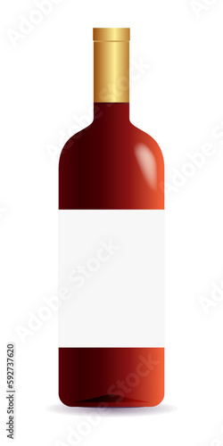 Vine bottle mock up template red color vector 10 eps