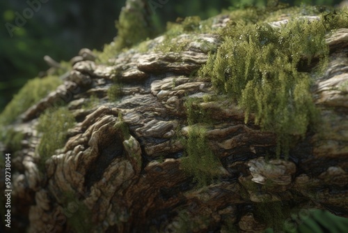 A close-up of a natural texture, such as a tree bark or mossy stone, Generative AI