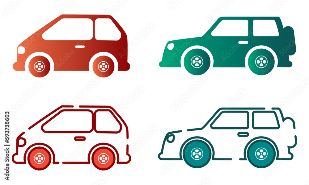 Set of colored cars icons Vector