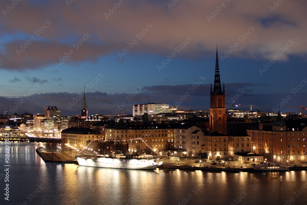 Gamla Stan, Stockholm, viewed from Mariaberget, Sodermalm.