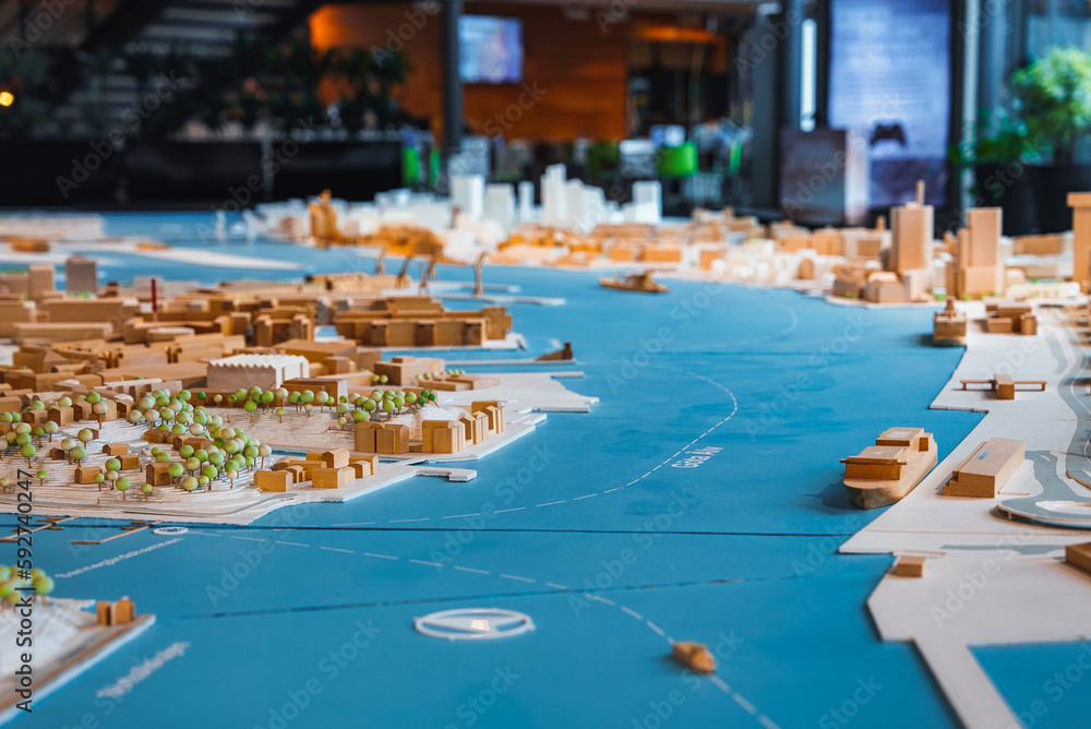 Gothenburg city miniature. Development plans and model at the Chalmers technical university in Gothenburg, Sweden