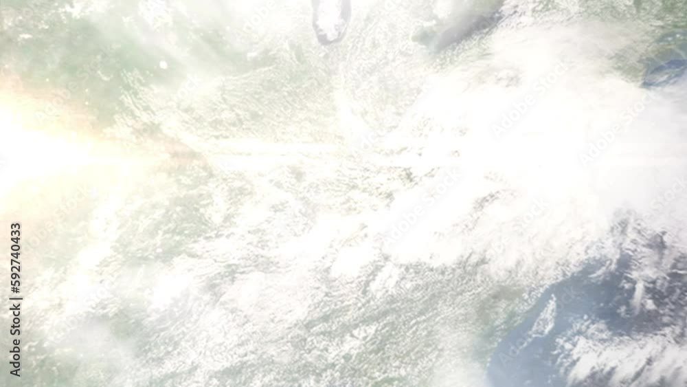 Earth zoom in from outer space to city. Zooming on Bowling Green, Kentucky, USA. The animation continues by zoom out through clouds and atmosphere into space. Images from NASA Earth zoom in from outer space to city. Zooming on Bowling Green, Kentucky, USA. The animation continues by zoom out through clouds and atmosphere into space. Images from NASA