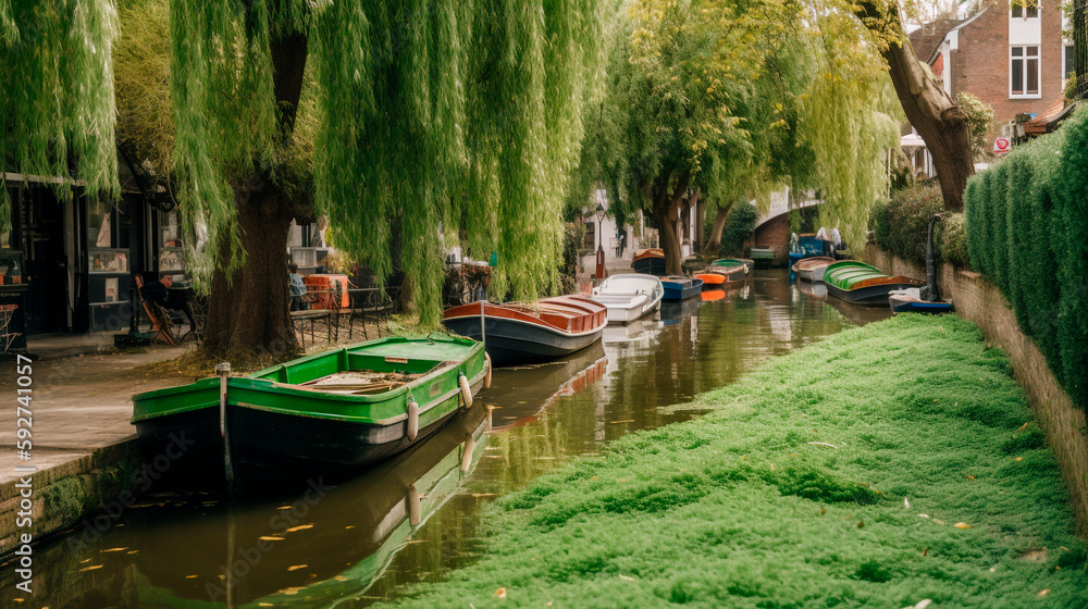 Little Venice with a willow tree and boats in a narrow canal Little Venice with a willow tree and boats in a narrow canal