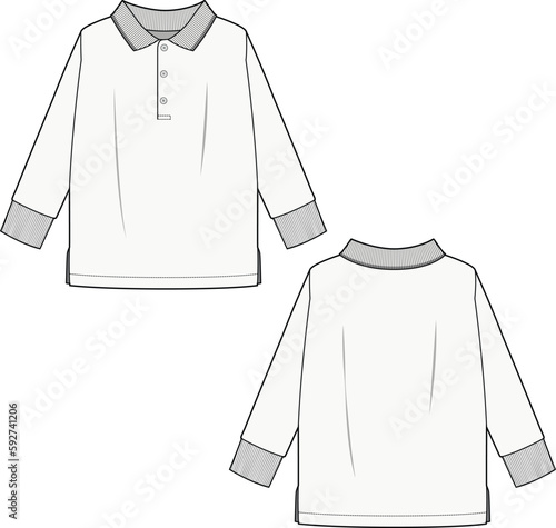 Full Sleeve Ribbed Polo Shirt template