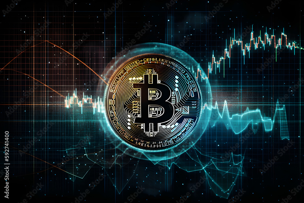 Bitcoin cryptocurrency, financial market analysis charts, blockchain cyber protection and digital security, generative ai Bitcoin cryptocurrency, financial market analysis charts, blockchain cyber protection and digital security, generative ai
