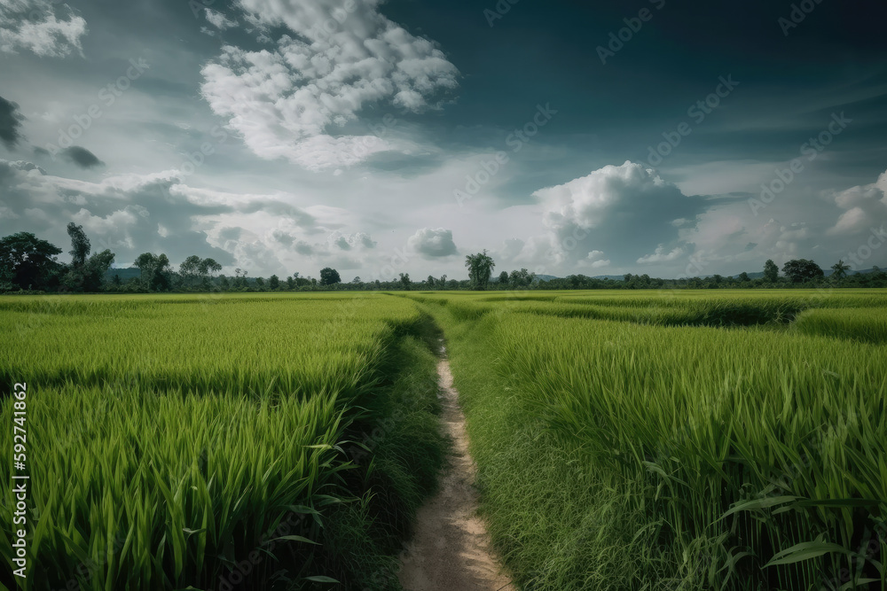 Fototapeta premium field of wheat created with Generative AI technology