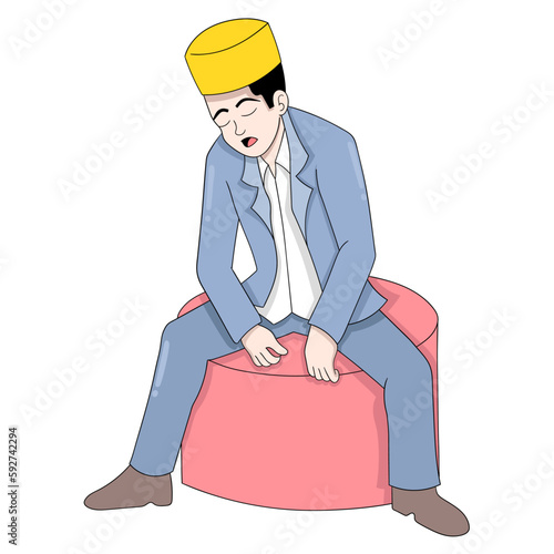 businessman boy sitting tired sleepy