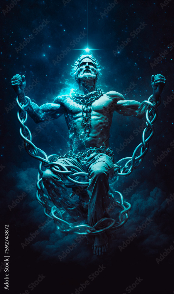 Fototapeta premium Chained God: The Fall of a Once-Mighty Deity