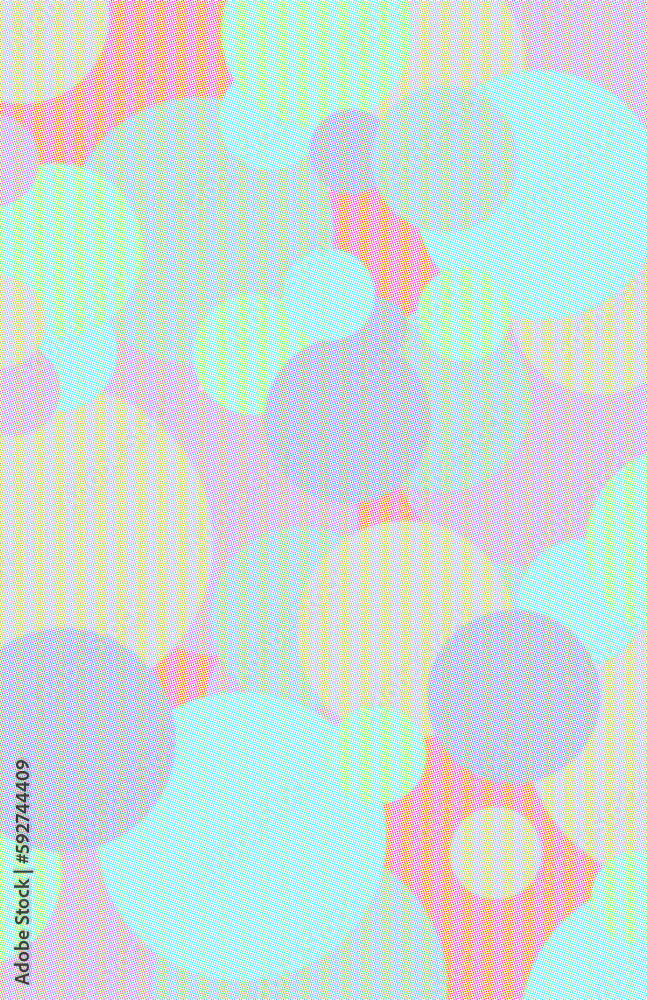 Illustration of random circular shapes of various colors and sizes. The circles intersect each other and inside have little dots. Illustration of random circular shapes of various colors and sizes. The circles intersect each other and inside have little dots.