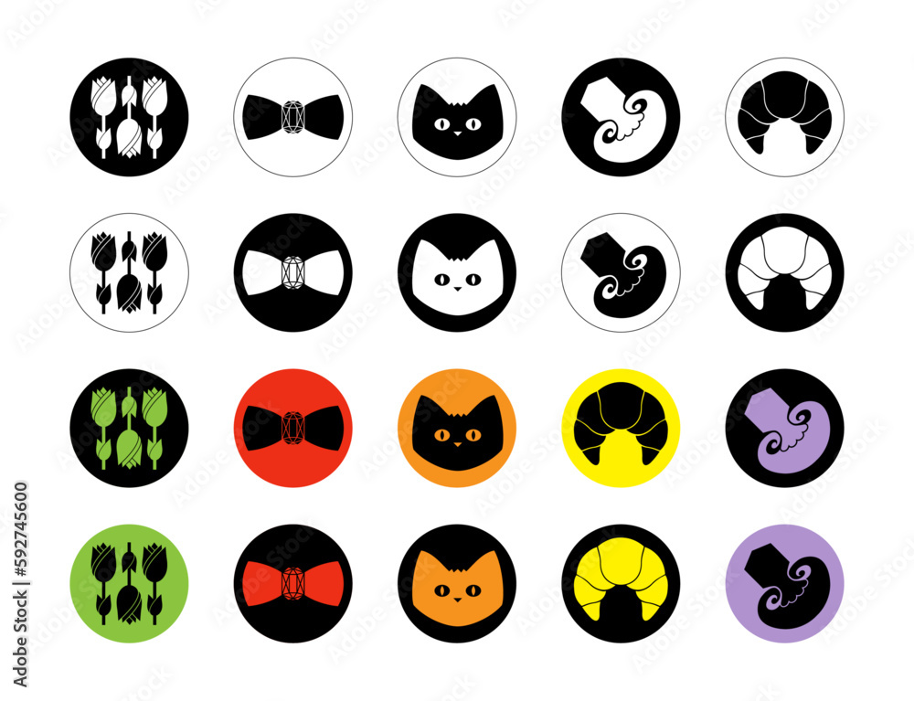 Set Of Stickers Icons Vector Design. Acid Cool trendy stickers with faces, cat, mushroom, flower, tulip, bow, croissant. Funky, hipster stickers. Fashion badges, badge icons. Set Of Stickers Icons Vector Design. Acid Cool trendy stickers with faces, cat, mushroom, flower, tulip, bow, croissant. Funky, hipster stickers. Fashion badges, badge icons.