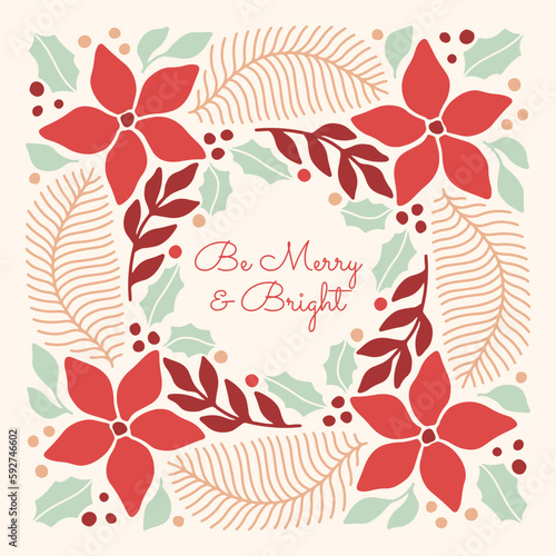 Holiday Poster tile Christmas wall art print xmas bell leaf botanical 70s wall art clipart holly jolly baby card merry tree 