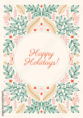 Holiday Poster tile Christmas wall art print xmas bell leaf botanical 70s wall art clipart holly jolly baby card merry tree 