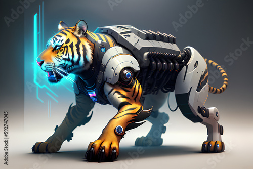 Tiger als Roboter erstellt mit generativer AI © Patrick P. Palej