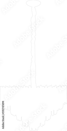 Chandelier silhouette drawing. Pendant light vector drawing