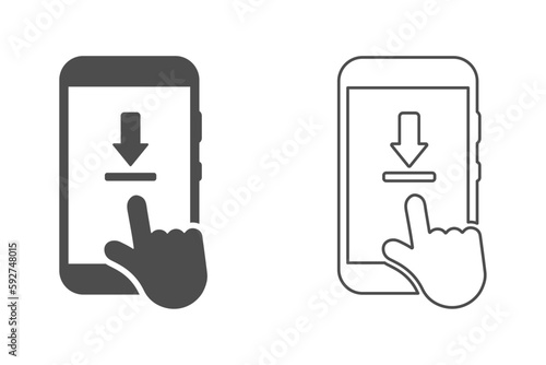 Download on smartphone vector icons set